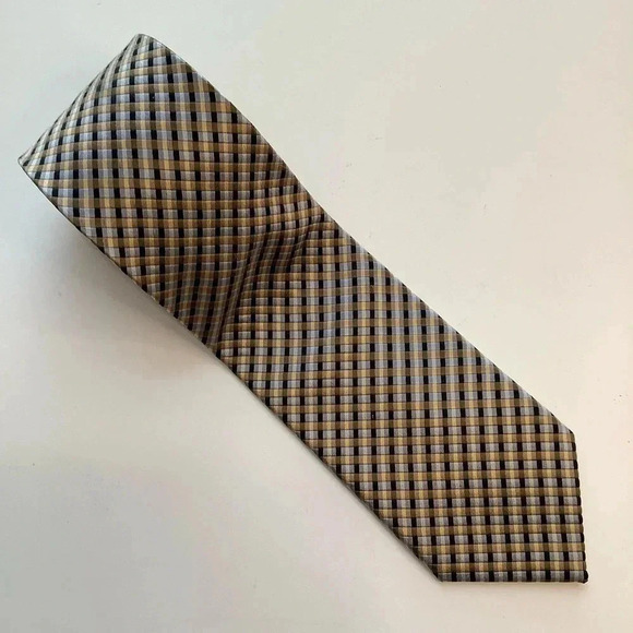 BRITCHES Gold & Silver Woven Italian Silk Stripe Tie - Picture 10 of 11